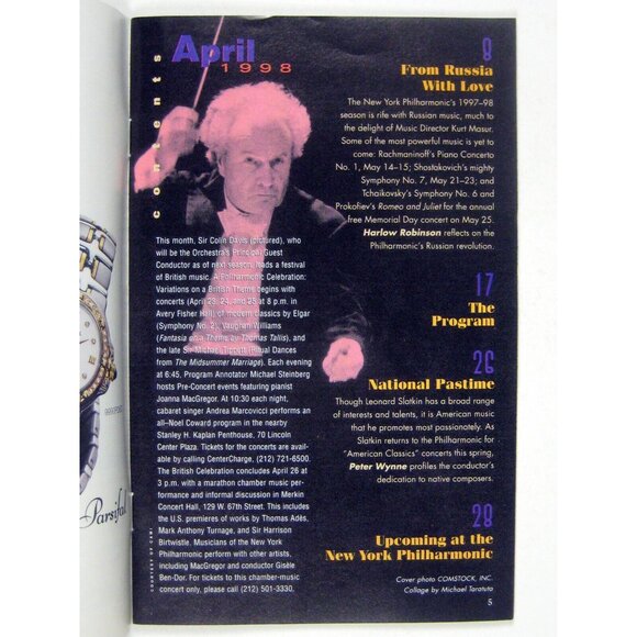New York City Philharmonic Stagebill April 1998 Variations on British Theme - Picture 3 of 7